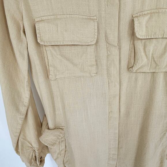 Y2K LC Lizette Collection Tunic Shirt Utility Jacket Roll Tab Sleeve Mid Length - Picture 4 of 7